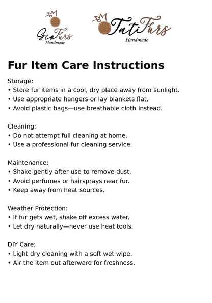Fur item care instructions for Fox Fur Bag Red — Large Tote, Leather Handles - TatiFurs including storage, cleaning, maintenance and weather protection