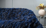 Real Blue Fox Fur Blanket Throw • Housewarming Gift Sofa Cover n Bedspread •  Handmade Genuine Fur