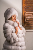 Elegant Real Fox Fur Hat White Full Skin - Handcrafted Elegance for Winter Chic - Ethically and Organically Farmed Fox Fur