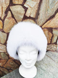Elegant Real Fox Fur Hat White Full Skin - Handcrafted Elegance for Winter Chic - Ethically and Organically Farmed Fox Fur (Copy)