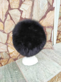 Elegant Real Fox Fur Hat Black Full Skin - Handcrafted Elegance for Winter Chic - Ethically and Organically Farmed Fox Fur