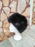Elegant Real Fox Fur Hat Black Full Skin - Handcrafted Elegance for Winter Chic - Ethically and Organically Farmed Fox Fur