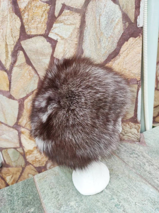 Elegant Real Fox Fur Hat Crystal Full Skin - Handcrafted Elegance for Winter Chic - Ethically and Organically Farmed Fox Fur