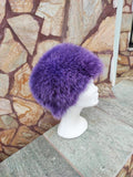 Elegant Real Fox Fur Hat Purple Full Skin - Handcrafted Elegance for Winter Chic - Ethically and Organically Farmed Fox Fur