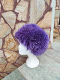 Elegant Real Fox Fur Hat Purple Full Skin - Handcrafted Elegance for Winter Chic - Ethically and Organically Farmed Fox Fur