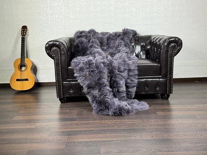 Purple Fox fur throw blanket