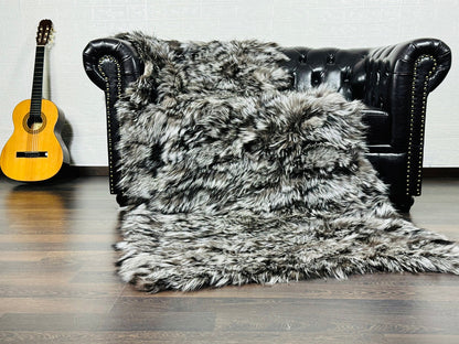 Silver Fox fur throw blanket