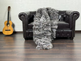Gray Fox fur throw blanket