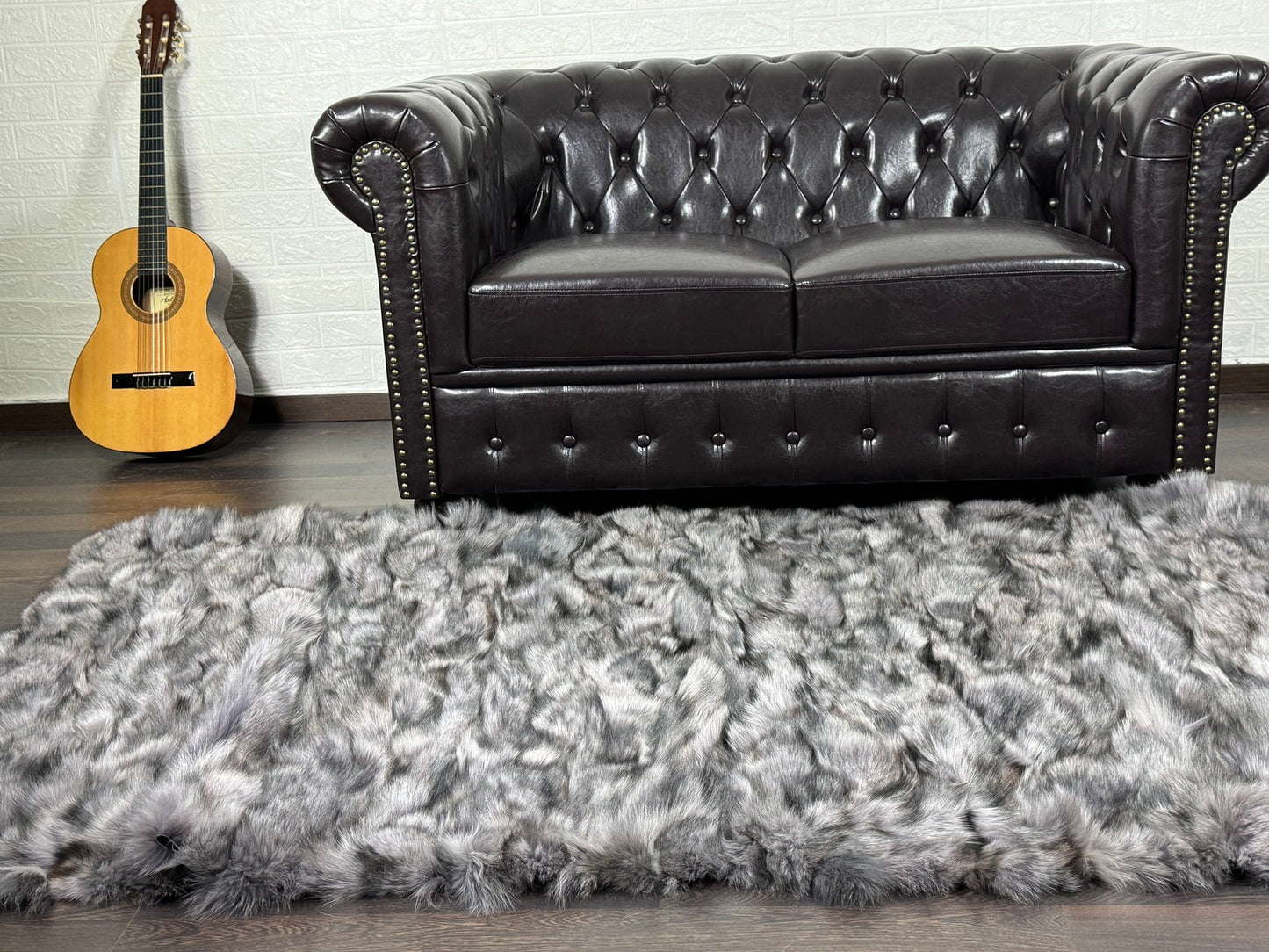 Gray Fox fur throw blanket