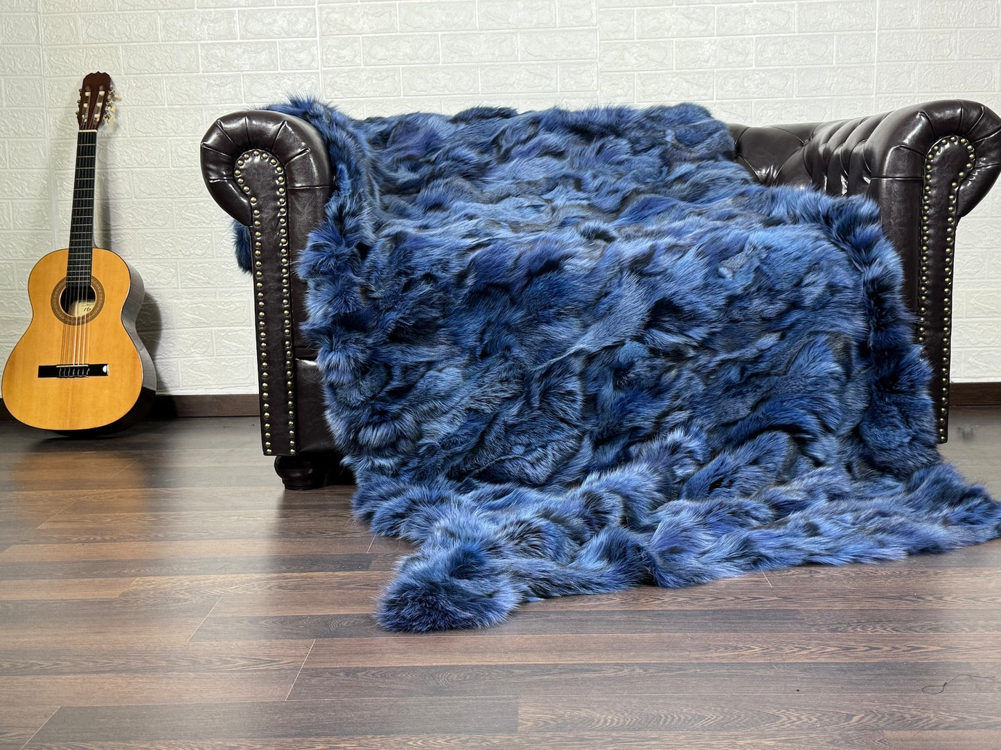 Blue Fox fur throw blanket