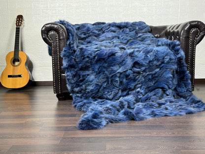 Blue Fox fur throw blanket
