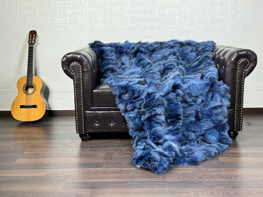 Blue Fox fur throw blanket