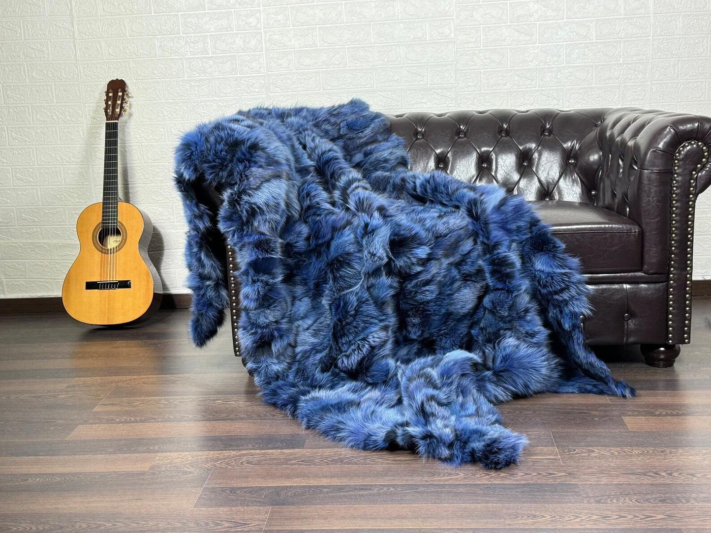 Blue Fox fur throw blanket