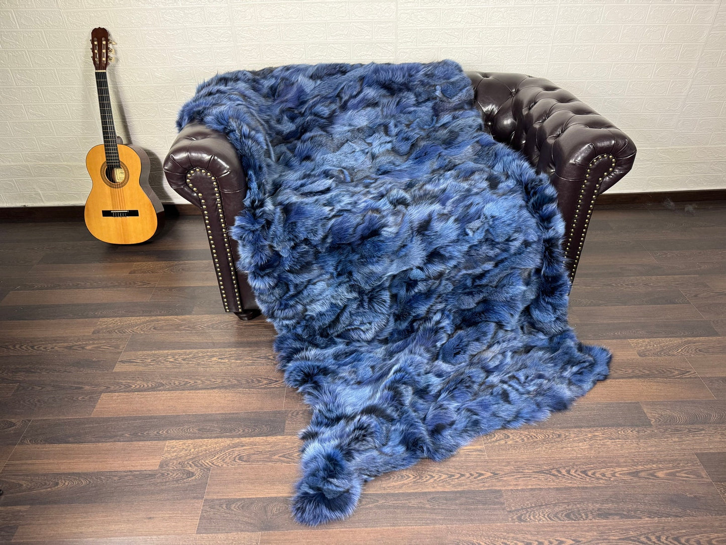 Blue Fox fur throw blanket