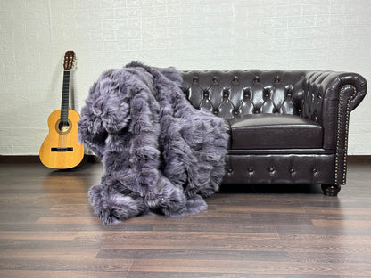 Purple Fox fur throw blanket
