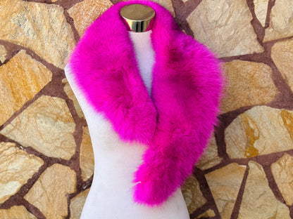 Fuchsia Fox fur collar scarf