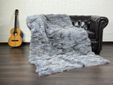 Gray 3 Fox fur throw blanket