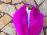 Fuchsia Fox fur collar scarf