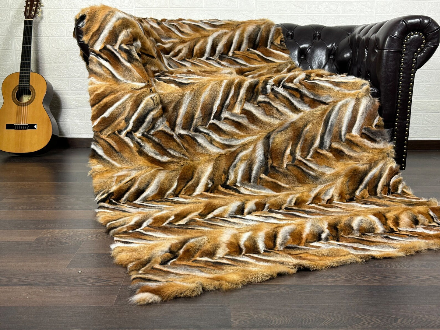 Red Canadian Fox fur throw blanket Pattern Design