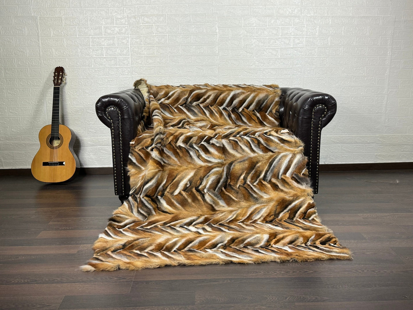 Red Canadian Fox fur throw blanket Pattern Design