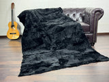 BLACK Real SHEEPSKIN FUR Throw Blanket • Large Area Rug  • Ethically and Organically Wool Rug
