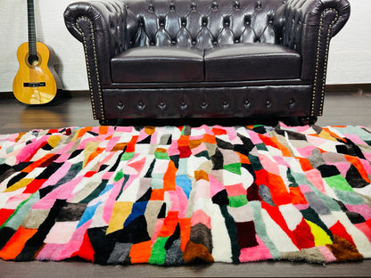 Colorful Real Sheepskin Fur Throw Blanket Lamb Wool