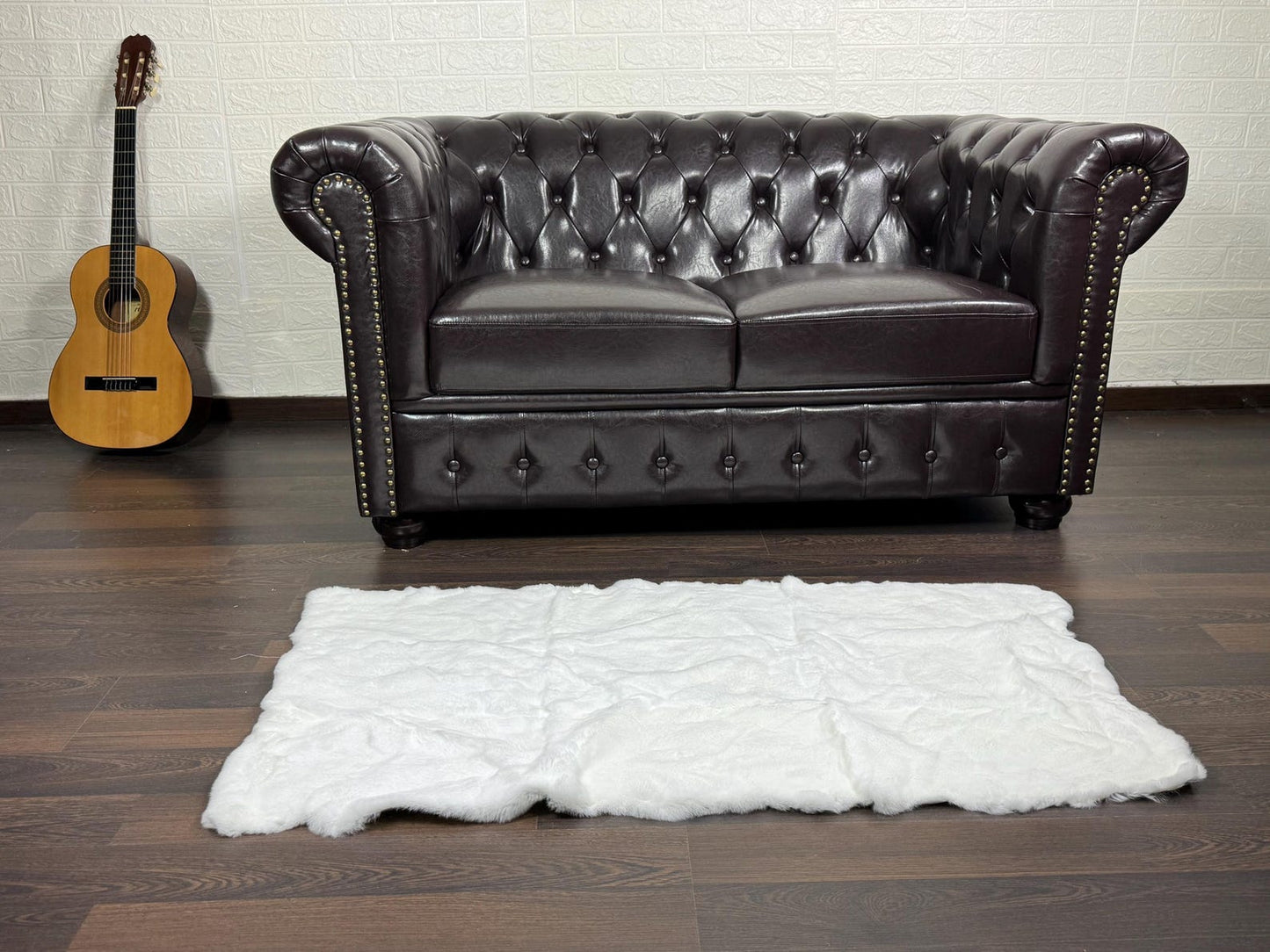 Real Full Skin Pelt Rex Rabbit White Color Fur Blanket Throw • Housewarming Gift Sofa Cover n Bedspread •  Handmade Genuine Fur