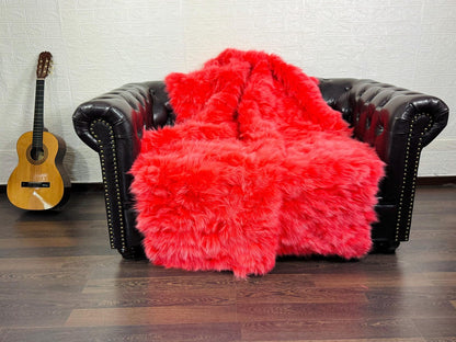 Real Orange Red Fox Fur Blanket Throw Blanket • Home Warmer Genuine Fur Blanket Throw • Housewarming gift • Luxury Fur Blanket Sofa Cover