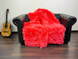 Real Orange Red Fox Fur Blanket Throw Blanket • Home Warmer Genuine Fur Blanket Throw • Housewarming gift • Luxury Fur Blanket Sofa Cover