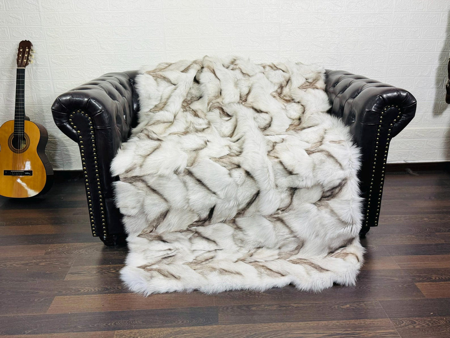Real Natural Fox Fur Blanket Throw Blanket • Home Warmer Genuine Fur Blanket Throw • Housewarming gift • Luxury Fur Blanket Sofa Cover