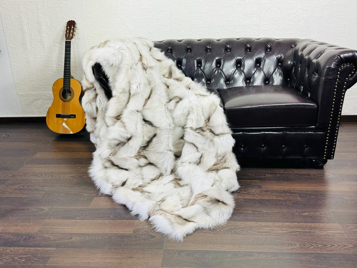 Real Natural Fox Fur Blanket Throw Blanket • Home Warmer Genuine Fur Blanket Throw • Housewarming gift • Luxury Fur Blanket Sofa Cover