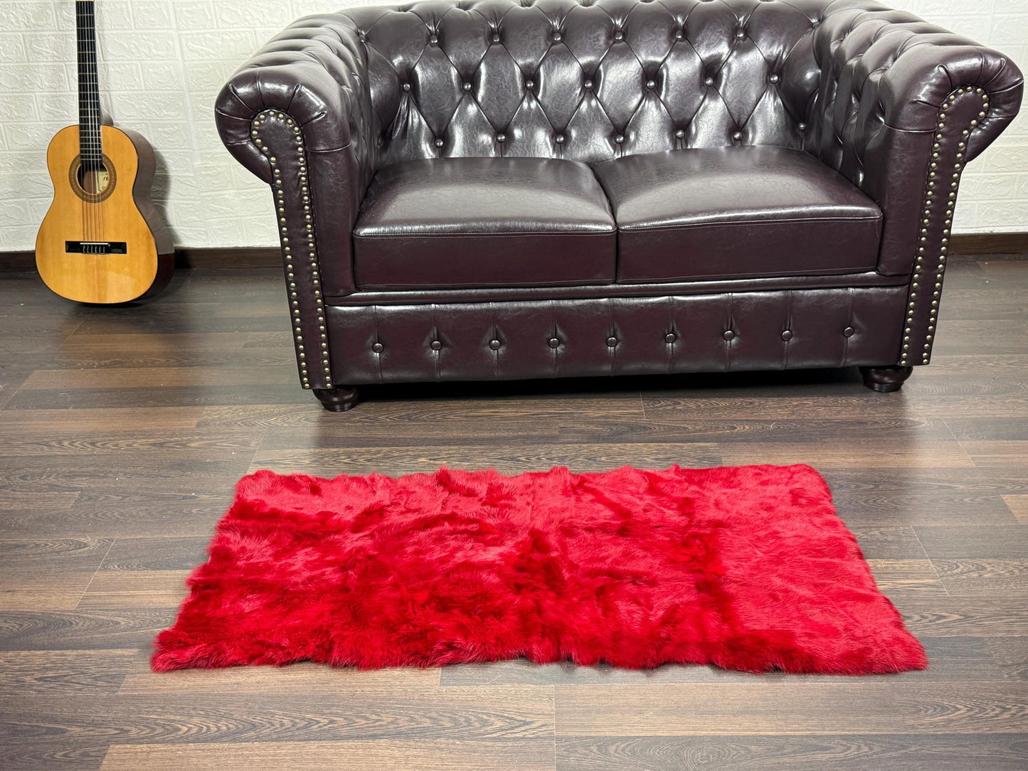 Real Full Skin Pelt Rex Rabbit Red Color Fur Blanket Throw • Housewarming Gift Sofa Cover n Bedspread •  Handmade Genuine Fur