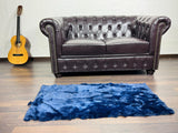 Real Full Skin Pelt Rex Rabbit Blue Color Fur Blanket Throw • Housewarming Gift Sofa Cover n Bedspread •  Handmade Genuine Fur