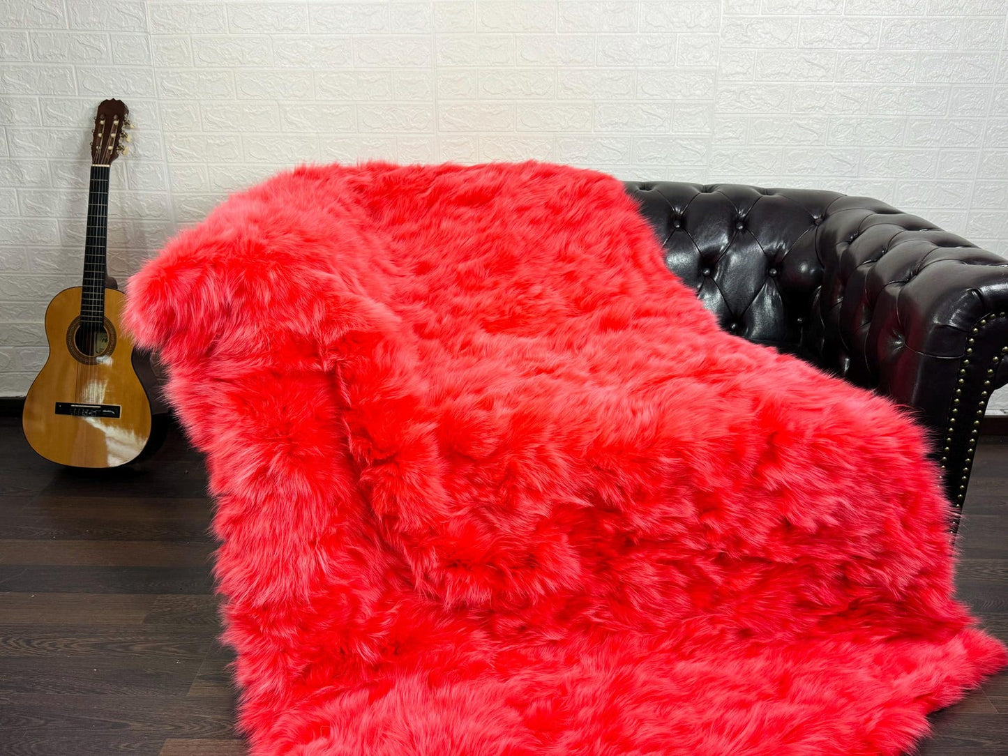Real Orange Red Fox Fur Blanket Throw Blanket • Home Warmer Genuine Fur Blanket Throw • Housewarming gift • Luxury Fur Blanket Sofa Cover