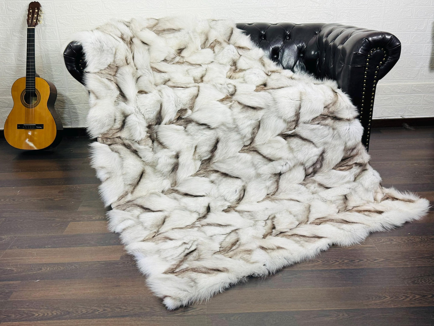 Real Natural Fox Fur Blanket Throw Blanket • Home Warmer Genuine Fur Blanket Throw • Housewarming gift • Luxury Fur Blanket Sofa Cover