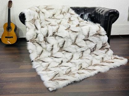 Real Natural Fox Fur Blanket Throw Blanket • Home Warmer Genuine Fur Blanket Throw • Housewarming gift • Luxury Fur Blanket Sofa Cover