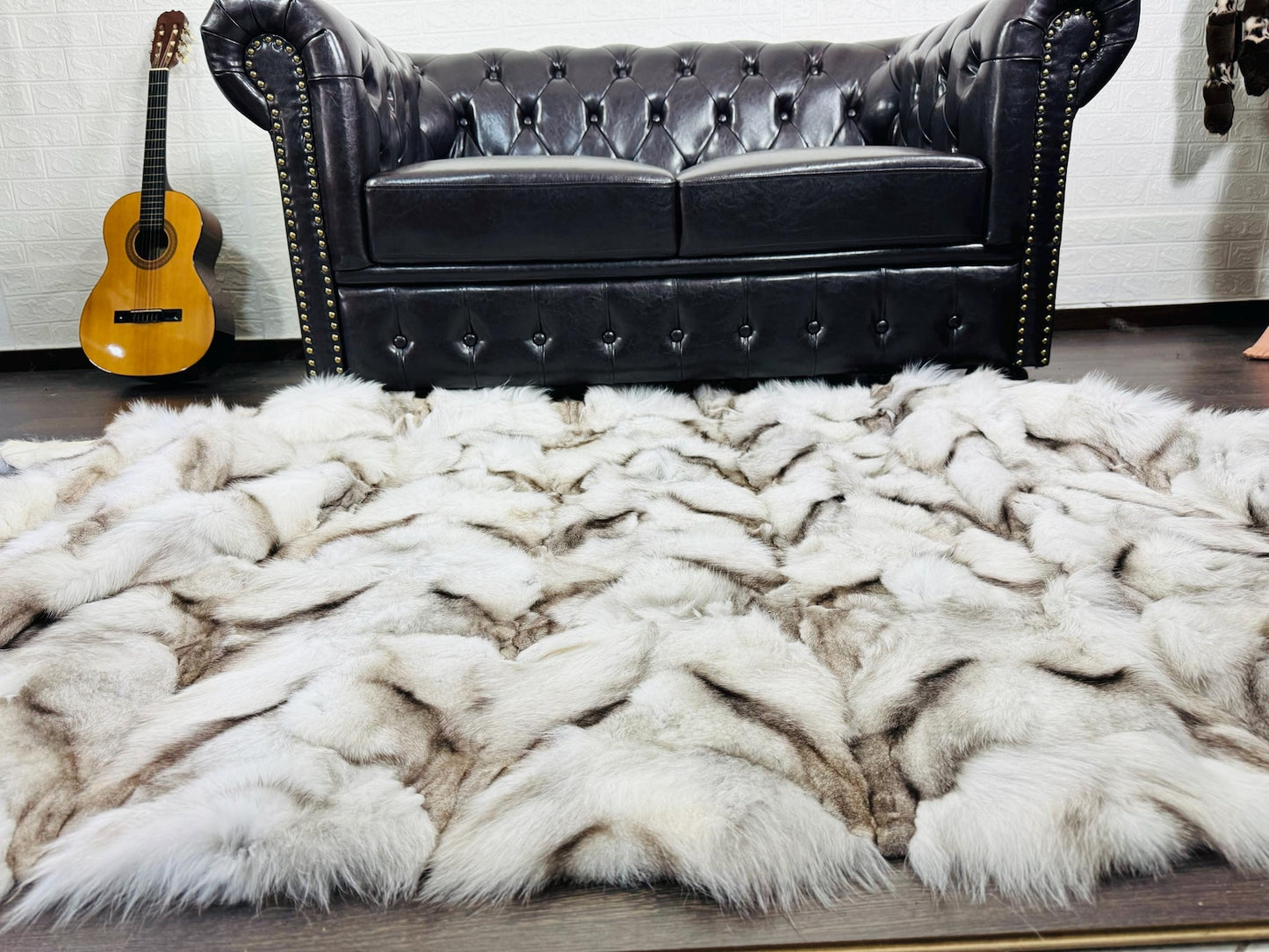Real Natural Fox Fur Blanket Throw Blanket • Home Warmer Genuine Fur Blanket Throw • Housewarming gift • Luxury Fur Blanket Sofa Cover