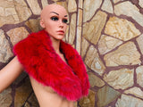 GORGEOUS Real FOX FUR Collar Red  • Handcrafted Winter Fashion Accessory • Real Fur Scarf • Fur Wrap • Fur Shawl
