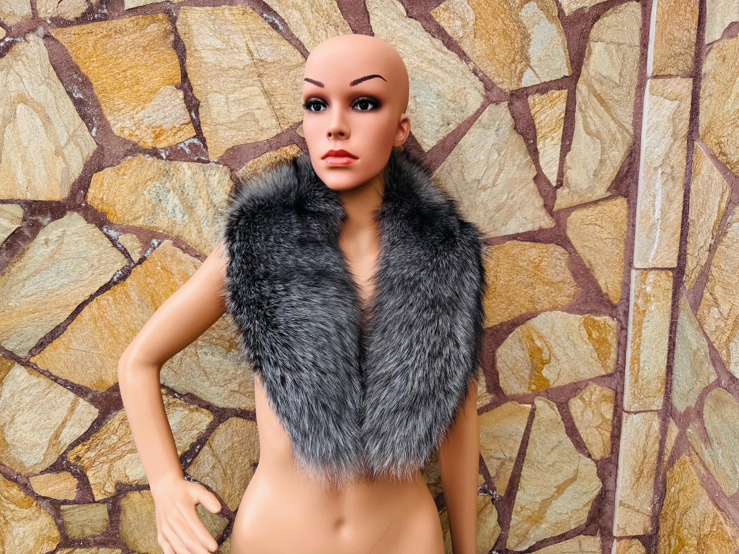 Silver Fox fur collar scarf