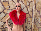 GORGEOUS Real FOX FUR Collar Red  • Handcrafted Winter Fashion Accessory • Real Fur Scarf • Fur Wrap • Fur Shawl