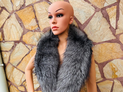 Silver Fox fur collar scarf