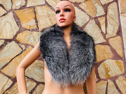 Silver Fox fur collar scarf