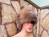 Elegant Real Fox Fur Hat Natural Full Skin - Handcrafted Elegance for Winter Chic - Ethically and Organically Farmed Fox Fur