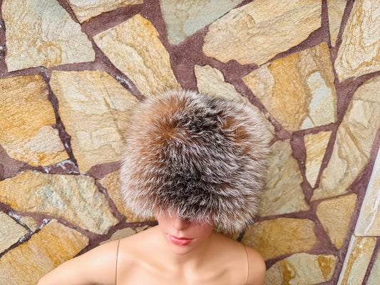 Elegant Real Fox Fur Hat Natural Full Skin - Handcrafted Elegance for Winter Chic - Ethically and Organically Farmed Fox Fur