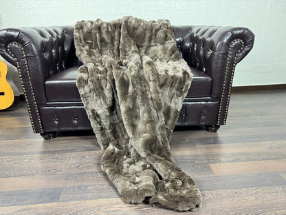 Real Brown Rex Rabbit Fur Blanket  •  Luxury Fur Blanket Throw  • Fur Bedspread  •  Home Warmer Blanket  • Perfect for your Living Room