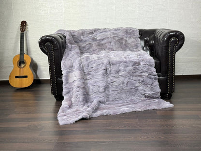 Real Purple Rex Rabbit Fur Blanket  •  Luxury Fur Blanket Throw  • Fur Bedspread  •  Home Warmer Blanket  • Perfect for your Living Room