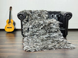 Real Silver Fox Fur Blanket Throw • Home Warmer Genuine Fur Blanket Throw • Housewarming gift • Vintage Fur Blanket Sofa Cover
