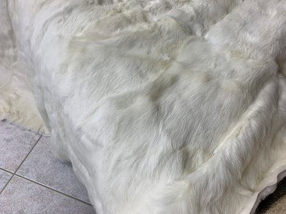 Real Off White Natural Full Skin Pelt Rabbit Fur Blanket  •  Luxury Fur Blanket Throw  •  Vintage Fur Bedspread  •  Home Warmer Blanket  • Perfect for your Living Room