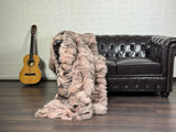 Real Baby Pink Fox Fur Blanket Throw Blanket • Home Warmer Genuine Fur Blanket Throw • Housewarming gift • Luxury Fur Blanket Sofa Cover