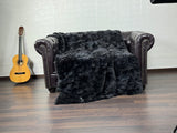 Real Black Rex Rabbit Fur Blanket  •  Luxury Fur Blanket Throw  • Fur Bedspread  •  Home Warmer Blanket  • Perfect for your Living Room